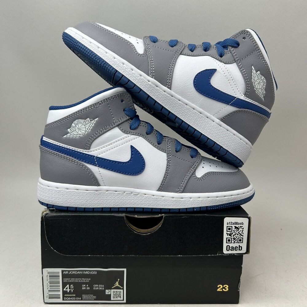 Nike Shoes Air Jordan 1 Retro Mid “True Blue/Cement Grey” 2024